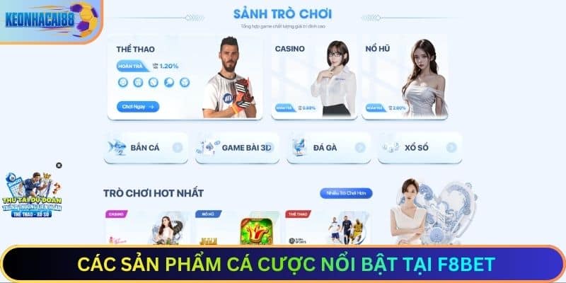 Các Sản Phẩm Cá Cược Nổi Bật Tại F8BET